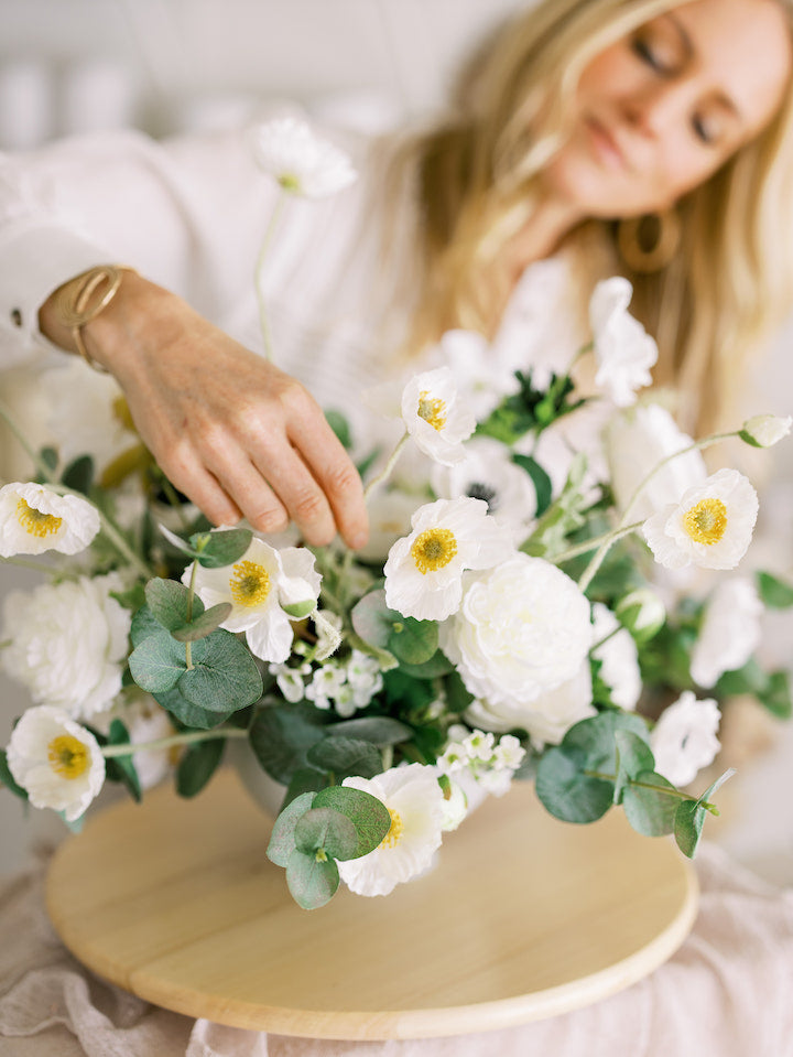 Afloral Compote Bowl with white flowers