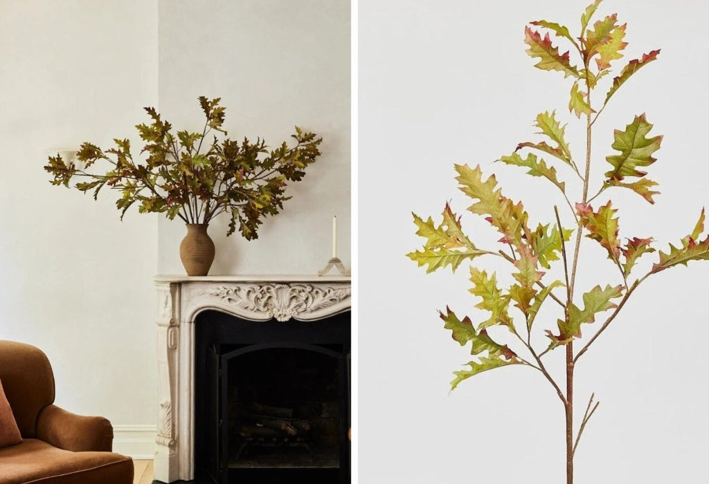 Oak stems compliment the best fall flowers for interior decor. | Afloral