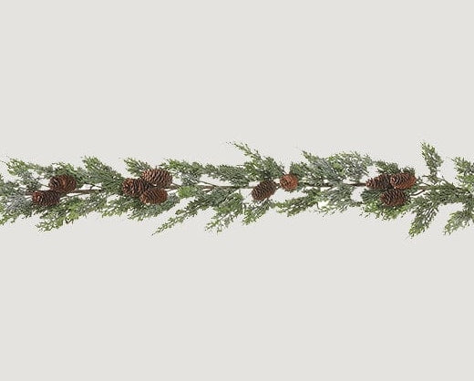 Close up of a Cedar and Pine Cone Garland. | Afloral