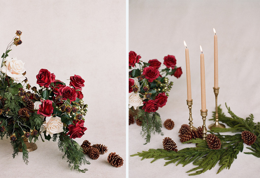 Christmas Centerpiece with Faux Flowers