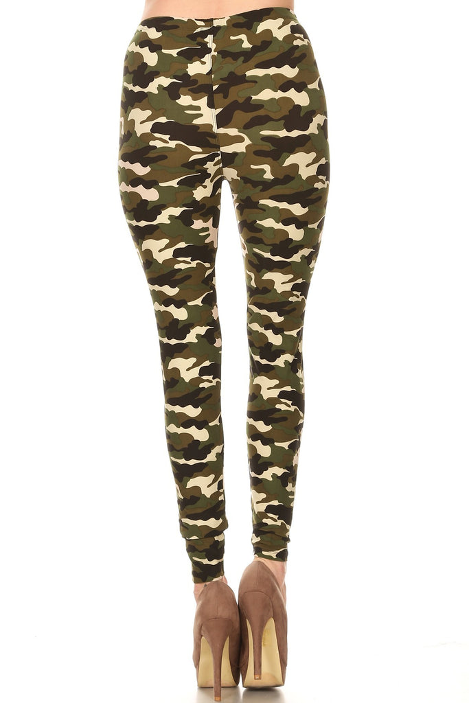 Women's Regular Camouflage Military Look Pattern Printed Leggings - Kh ...