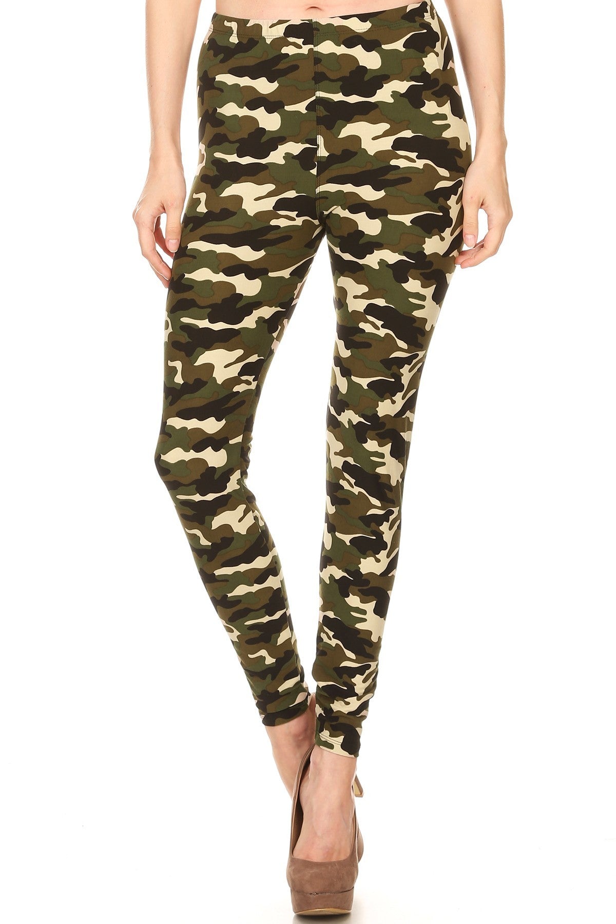Women's Regular Camouflage Military Look Pattern Printed Leggings - Kh ...