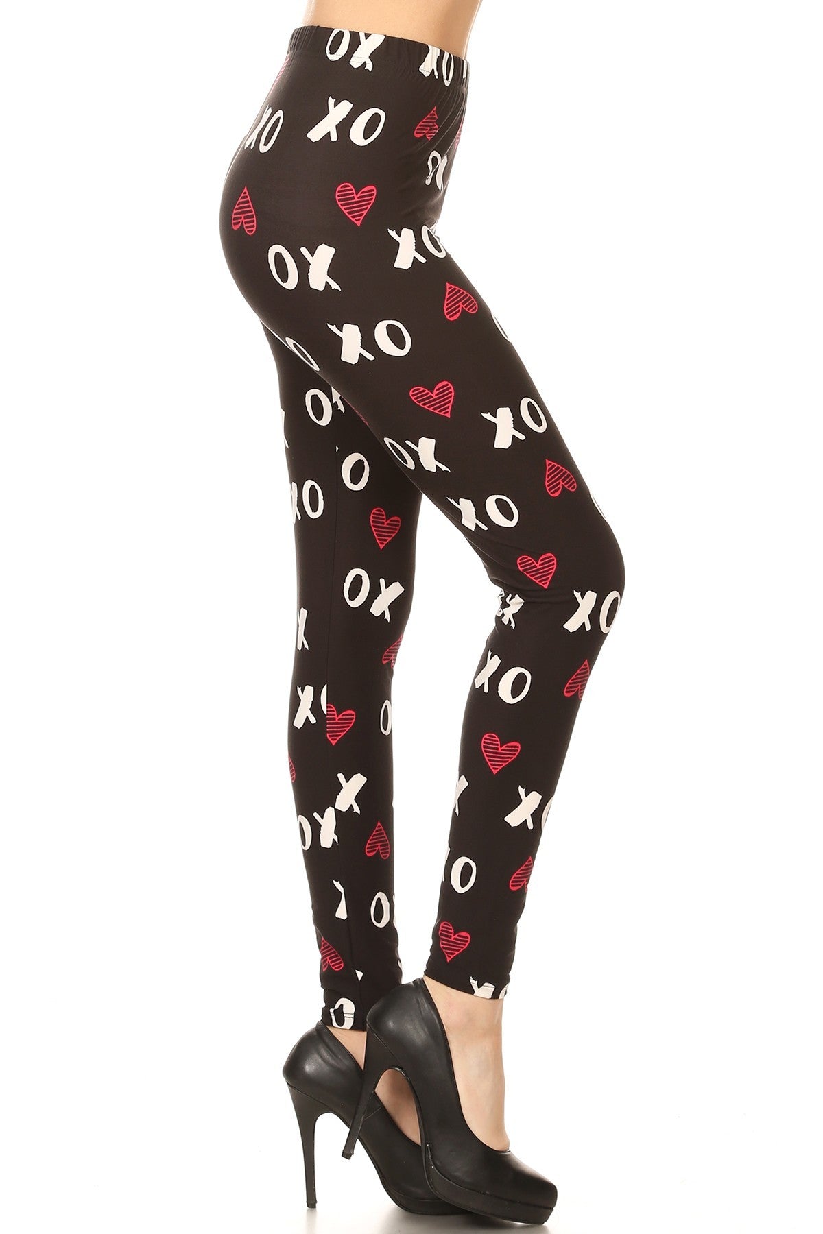 Women's Plus Red XO hearts Pattern Printed Leggings– iZZYZX