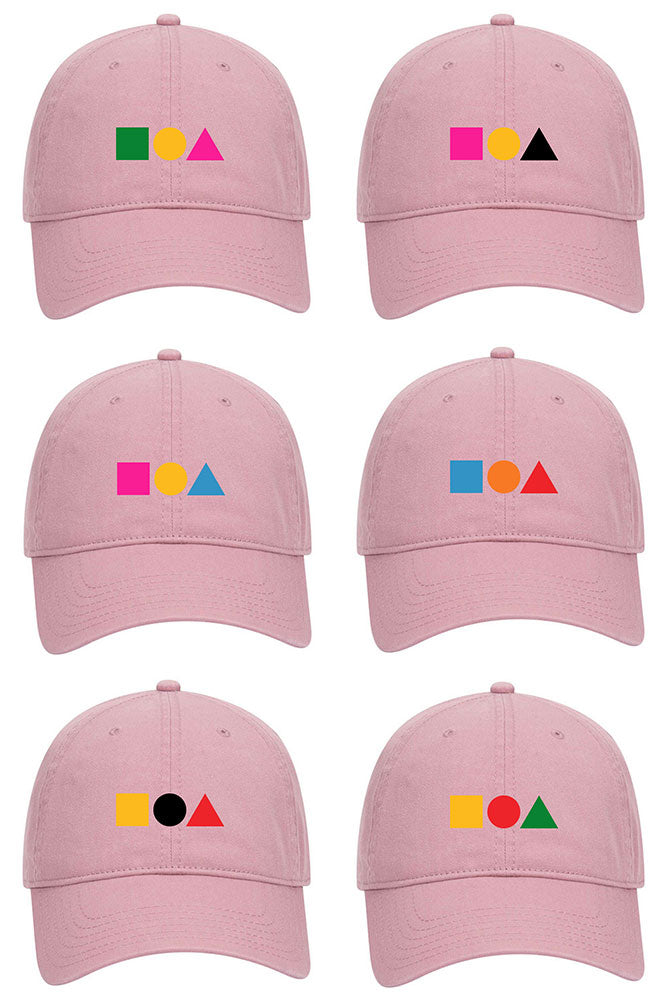 Square Circle Triangle 6 Panel Low Profile Garment Washed Superior Cotton Twill Dad Hat - Shape Colo