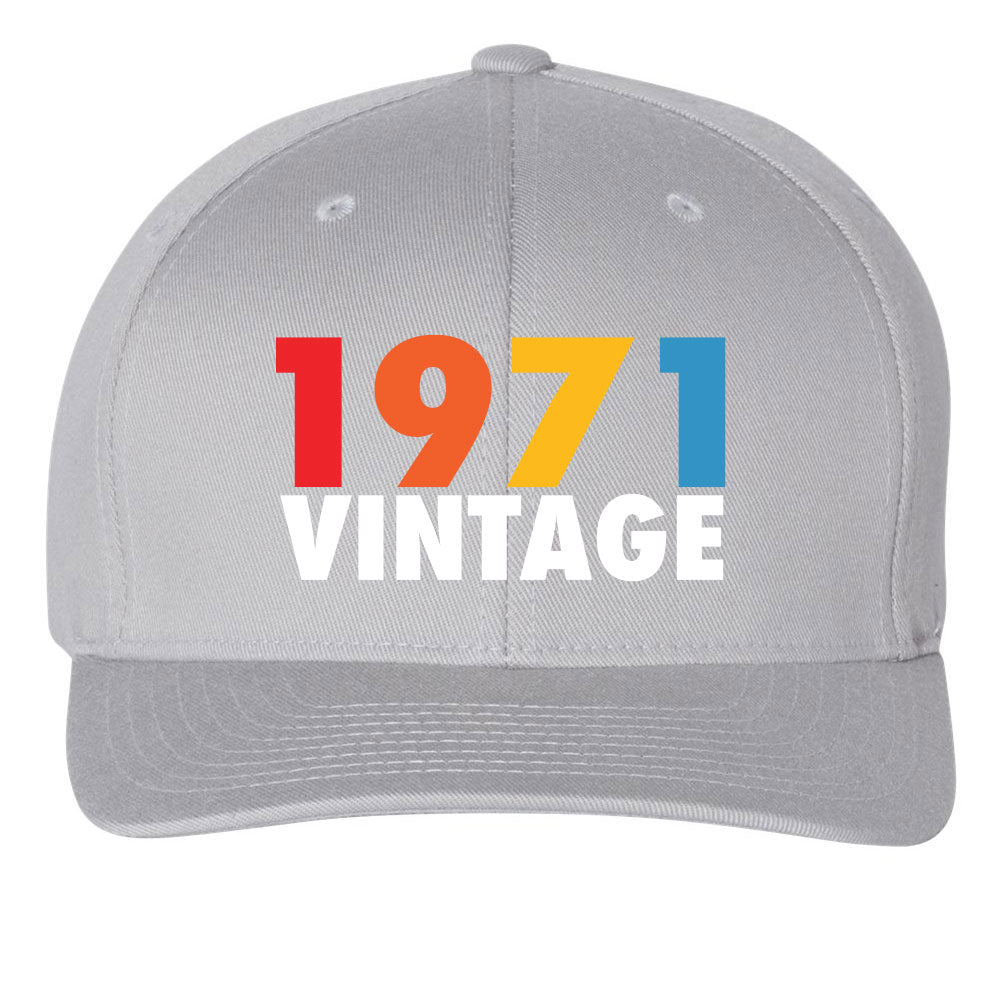 Customize Birth Year Birthday Retro Vintage 6 Panel Mid Profile Flexfit Closed Back Twill Cap - For 