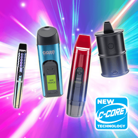 The 4 Ooze C-Core devices are lined up against a bright background