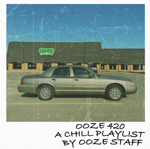 The Ooze 420 Playlist cover shows an old school sedan parked in front of Ooze HQ