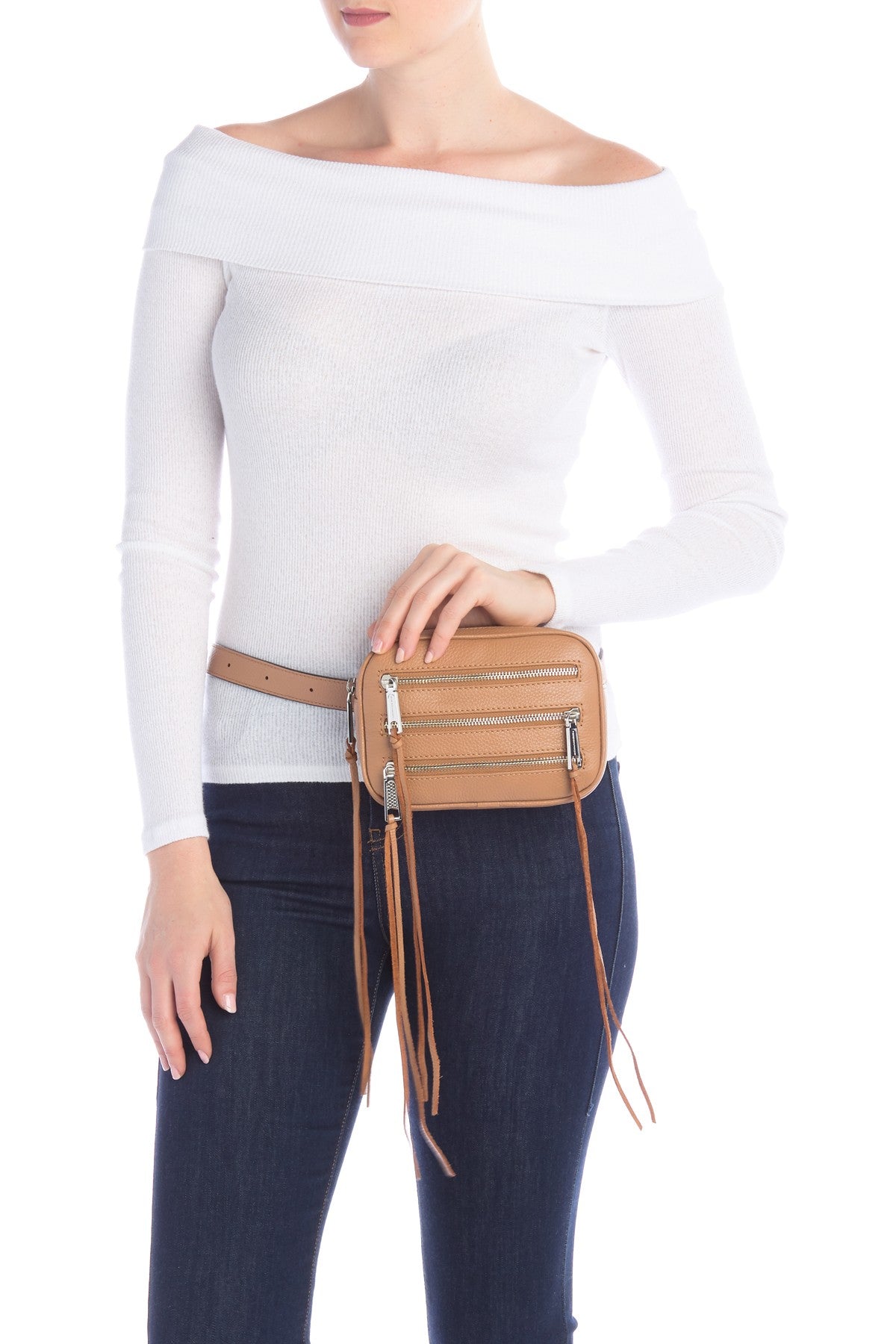 Rebecca Minkoff 3 Zip Leather Belt Fanny pack Bag DESERT TAN – Pit-a ...