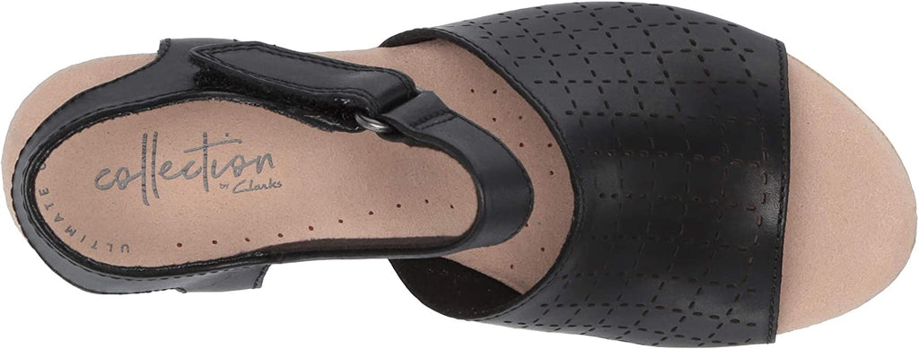 llenar motivo Discrepancia Clarks Women's Cammy Glory Wedge Sandal Black Leather – Pit-a-Pats.com