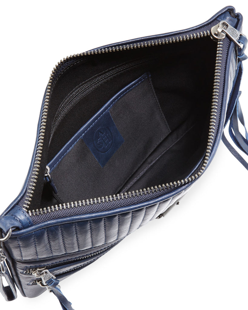 $175, Ash Frankie Studded Leather Crossbody Bag Blue Camo