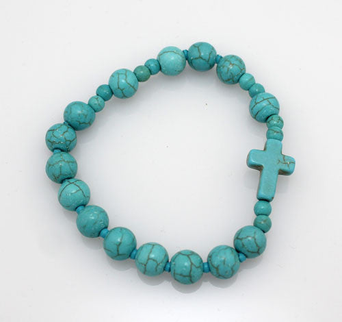 Rosary Style Turquoise stone Bracelet – Pit-a-Pats.com