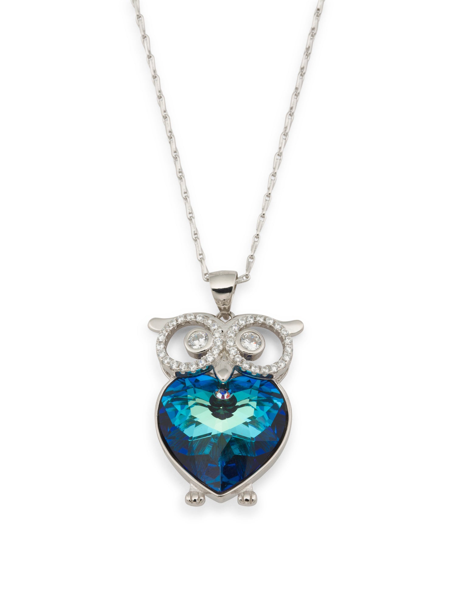 Lara Roes Sterling Silver Mistic Swarovski Crystal Blue Heart Wise Owl Pit A Pats Com