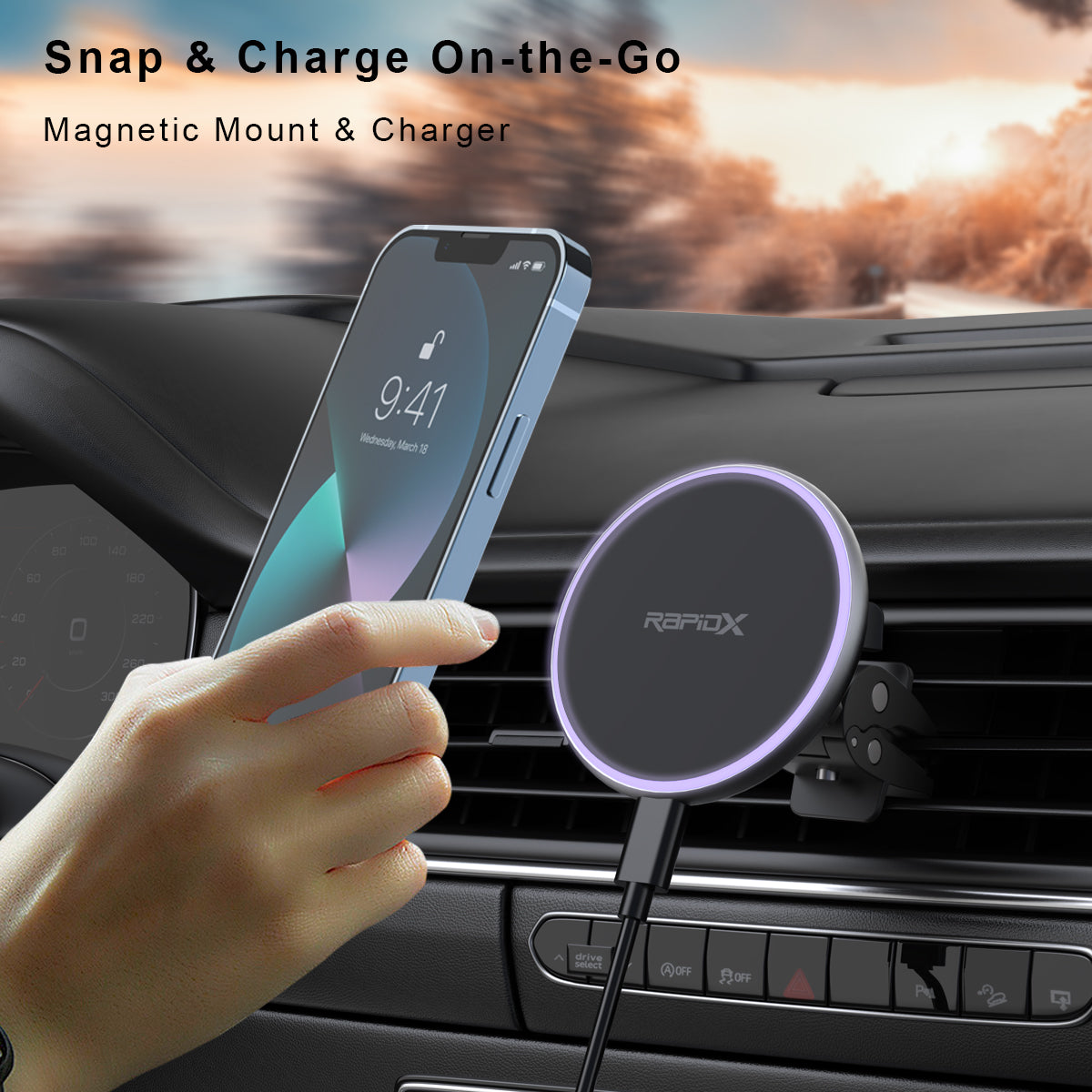Dashio MW2 Car Vent Mount & Magnetic Wireless Charger Circle, for iPho ...