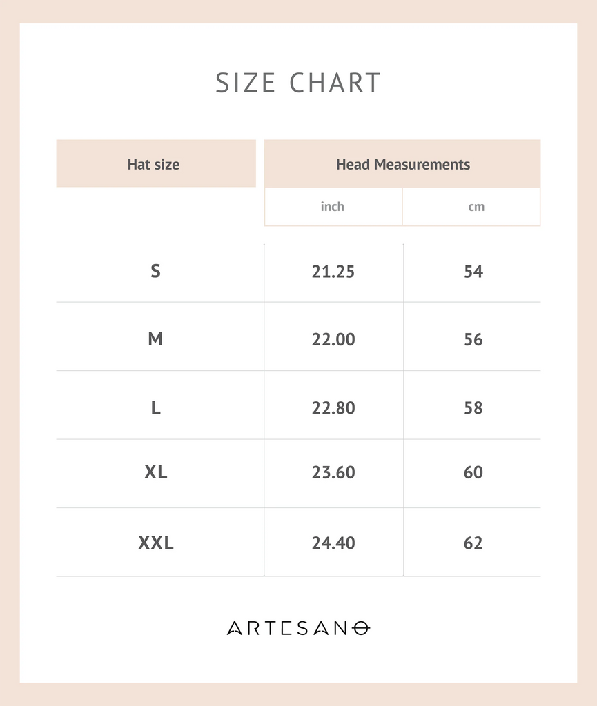 Artesano Size Chart