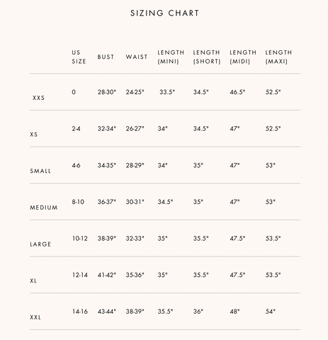 Oliphant Size Chart