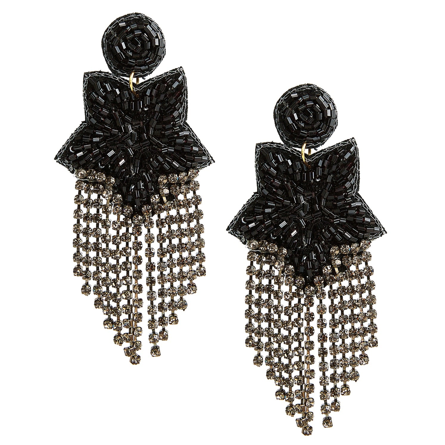 Fringe Star Earrings | Czech Black