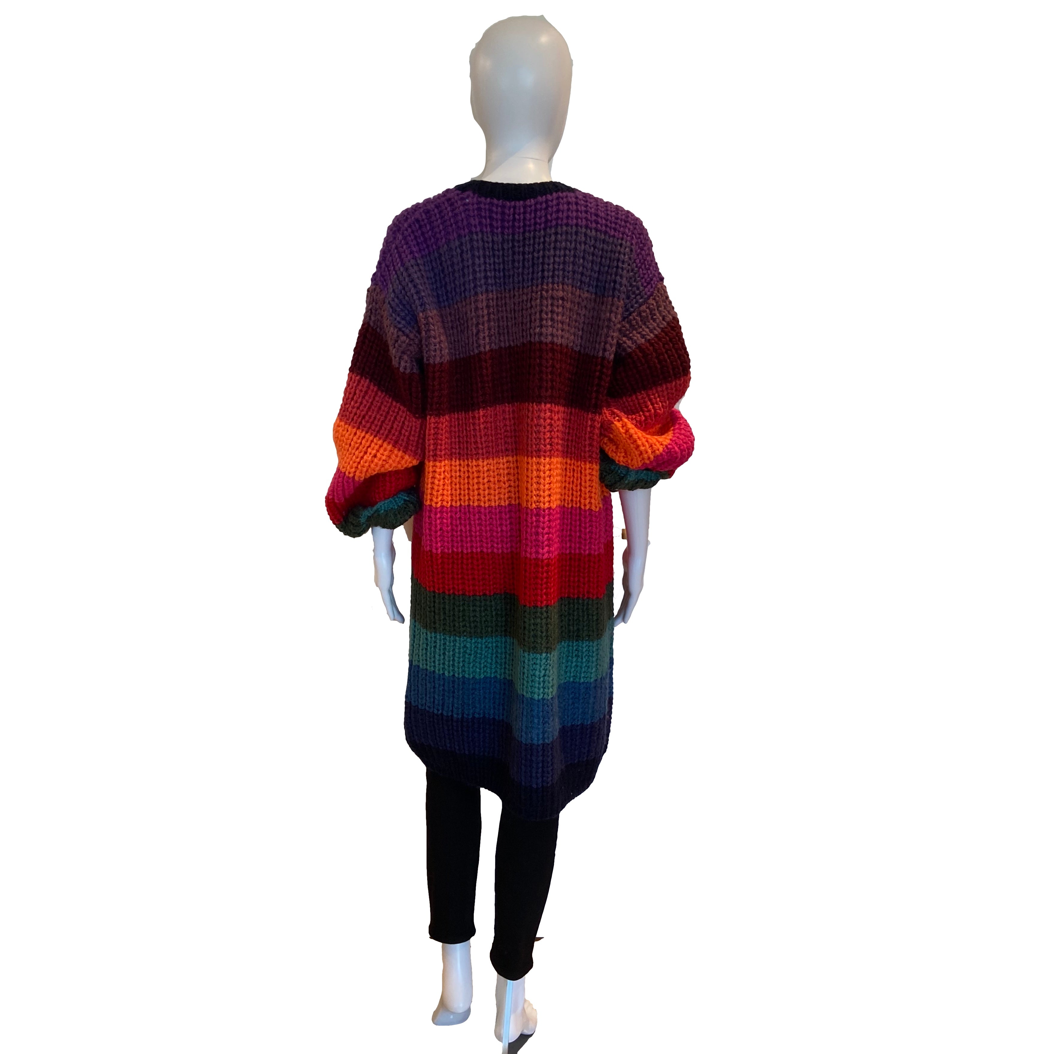 Rainbow Stripes Maxi Cardigan