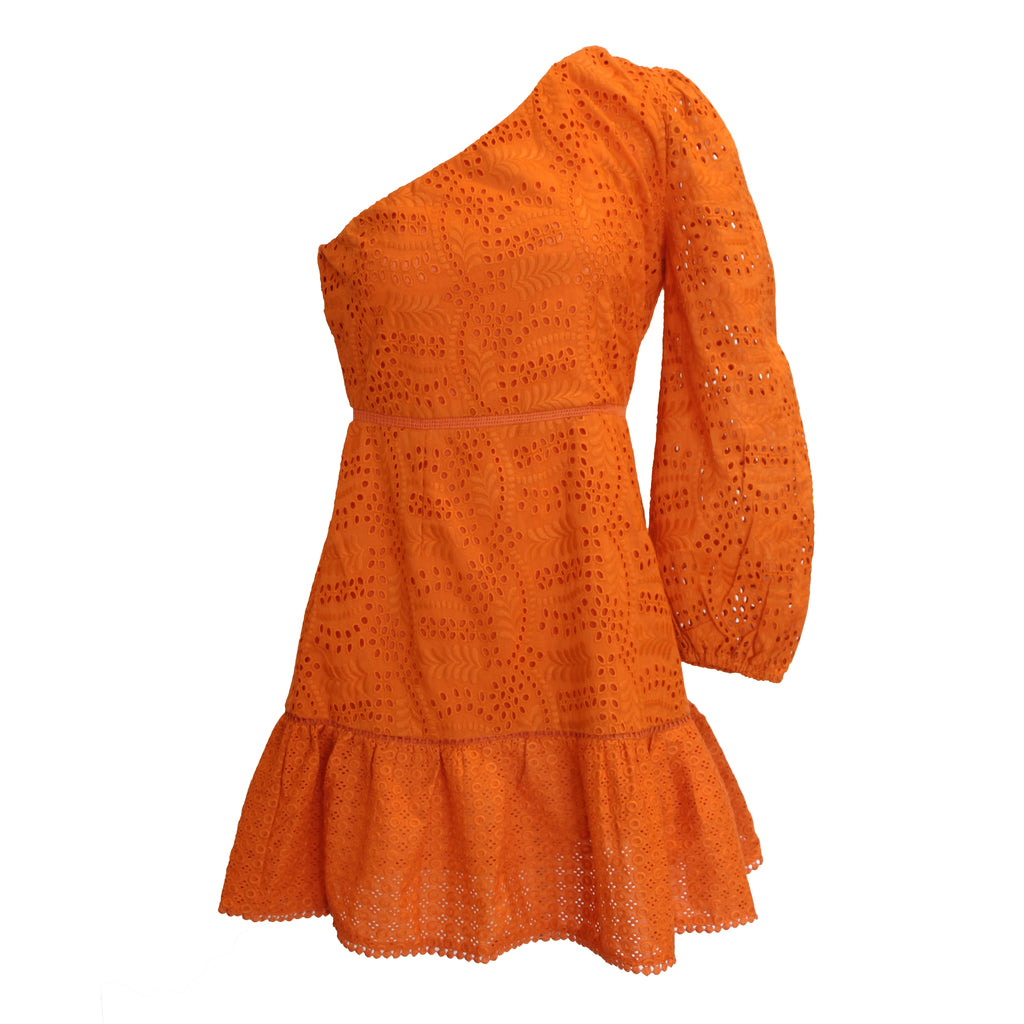 burnt orange one shoulder dress