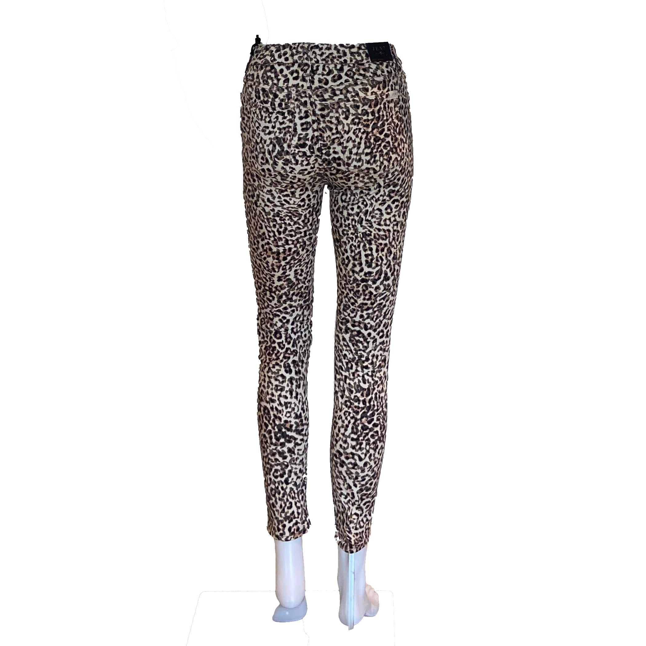 Painterly Leopard Print Stretch Denim Ankle Skinny Jeans