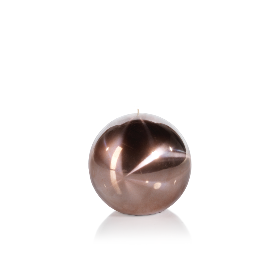Shiny Metallic Ball Candle | Medium Rose Gold