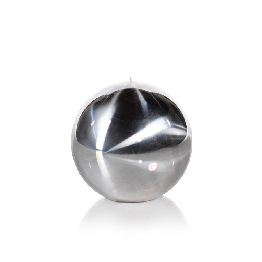 Shiny Metallic Ball Candle | Large Silver