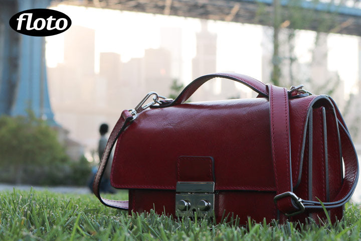 Leather Mini Satchel Briefcase Shoulder Bag Crossy Body Floto Milano