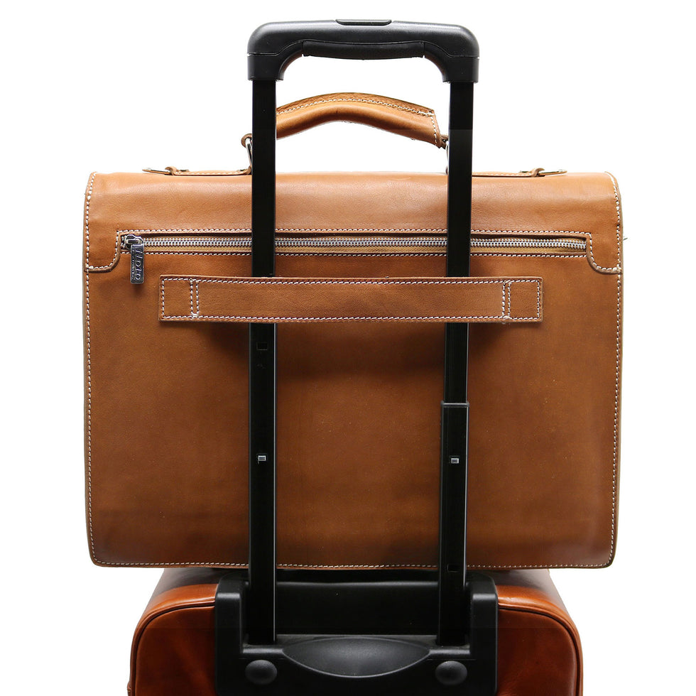Floto Parma Italian Leather Briefcase Messenger Bag Crossbody