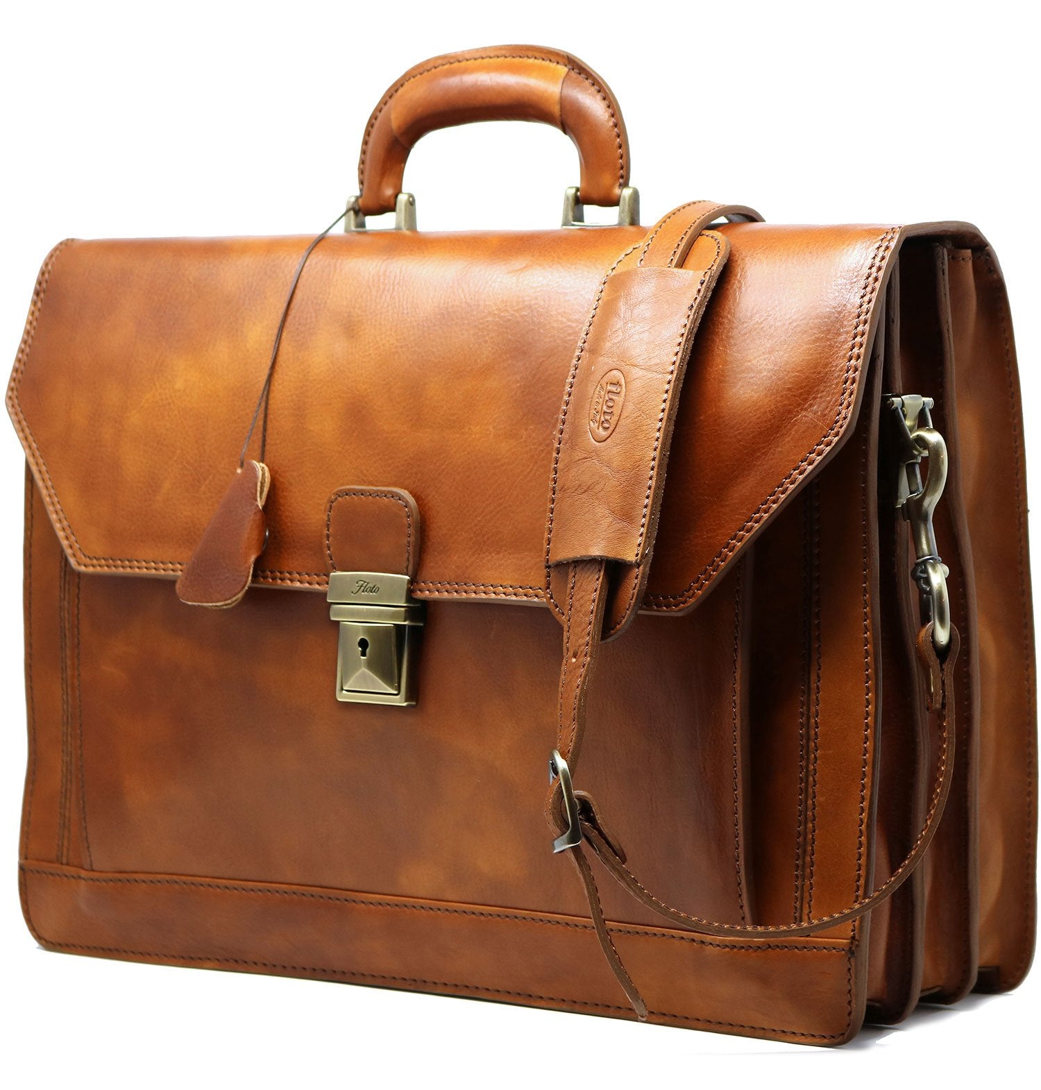Floto Italian Leather Venezia Briefcase Messenger Bag Attache Lawyer ...