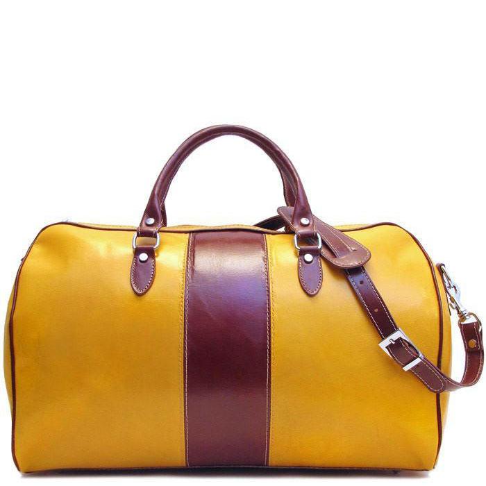 Floto Venezia Florence Italian Leather Travel Bag in Yellow and Brown