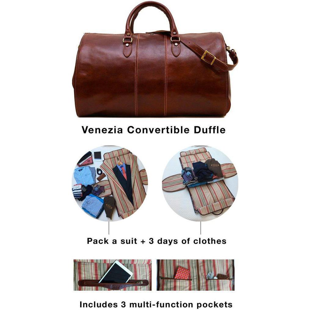 Floto Venezia Italian Leather Garment Duffle Bag Carryon Weekender