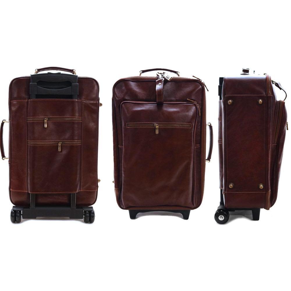 Floto Venezia Italian Leather Rolling Luggage Trolley Wheelie Carryon