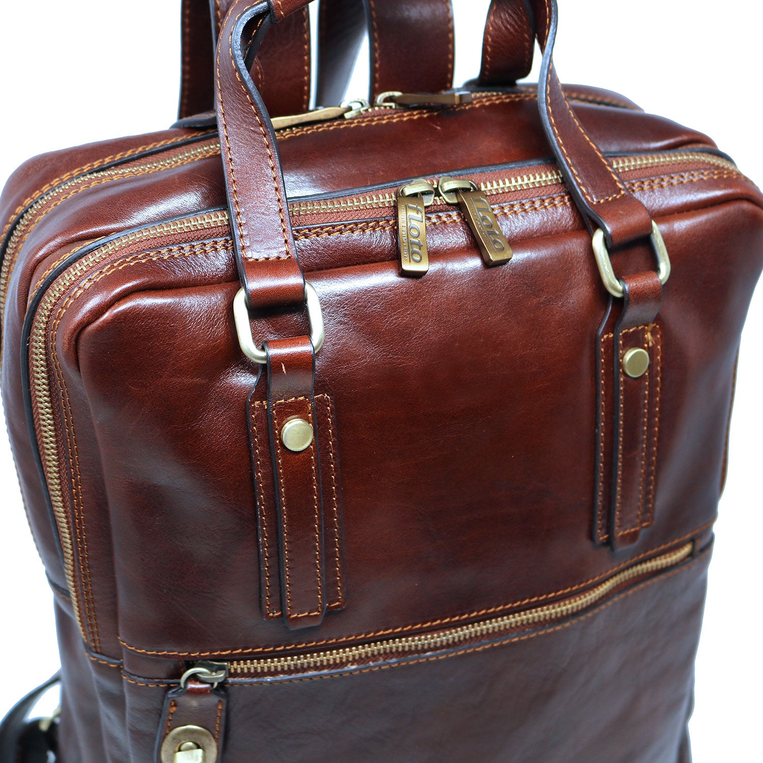 Floto Italian Leather Firenze Top Handle Backpack Knapsack | eBay