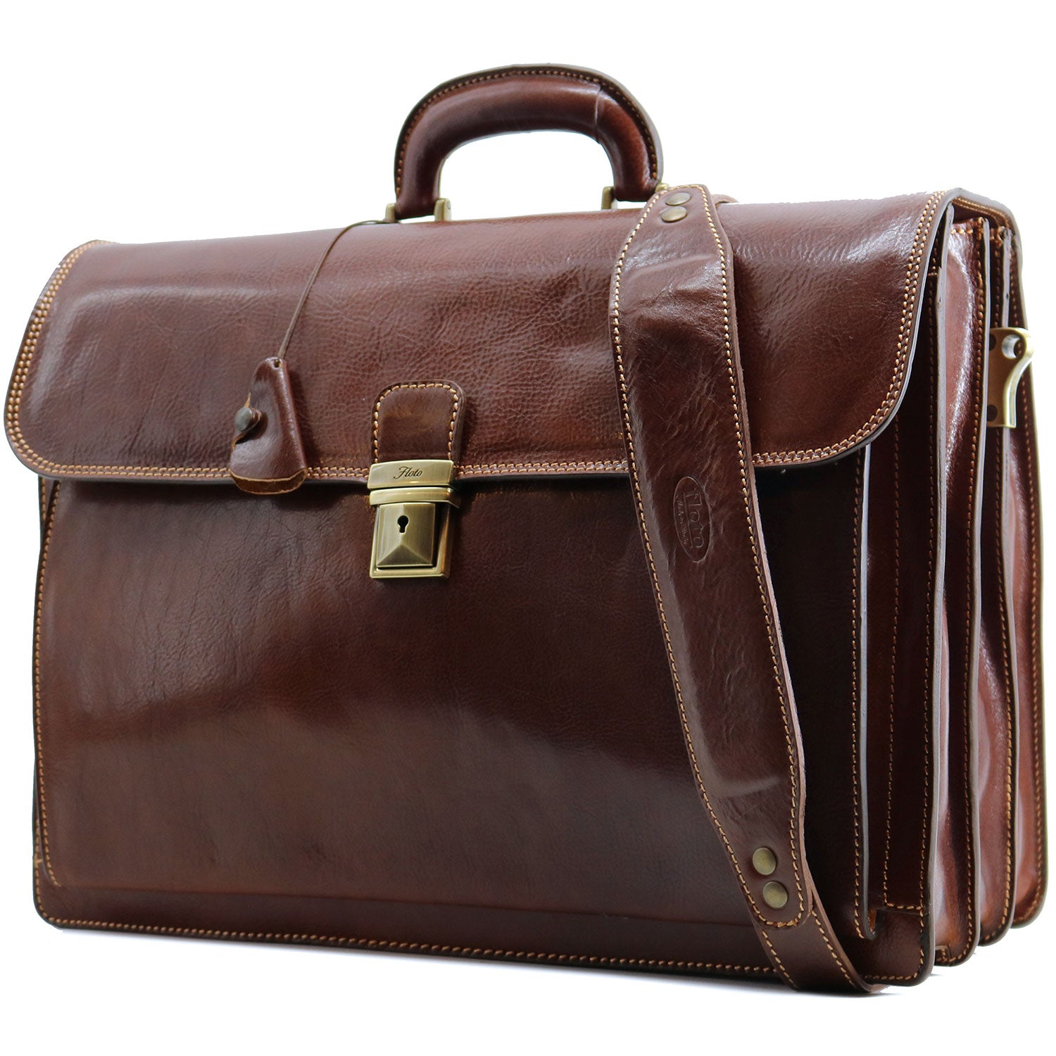 Floto Italian Leather Firenze Briefcase Attache Lawyer Briefcase | eBay