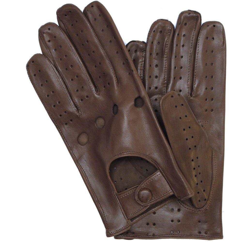 Floto Men's Taupe Italian Leather Napoli Driving Gloves