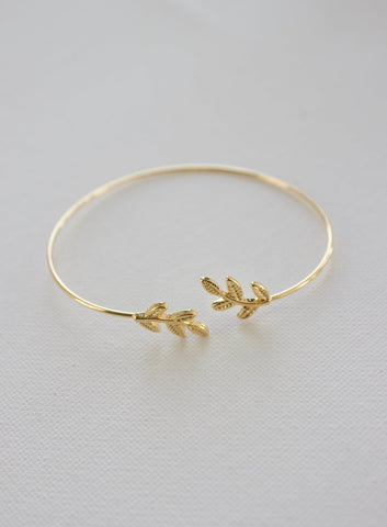 Textured leaf bangle bracelet