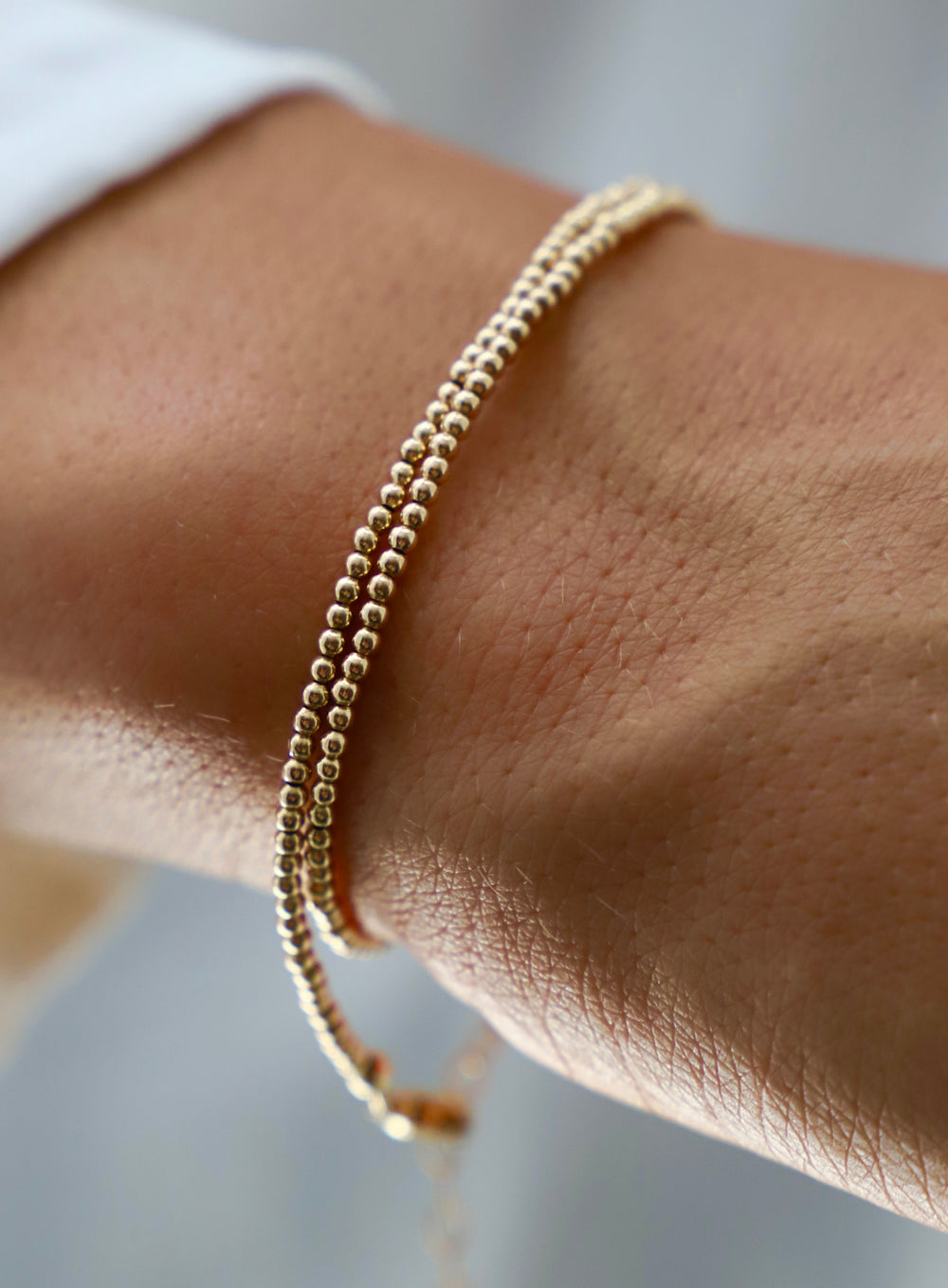 The Katie 3mm 4mm 5mm 6mm 8mm 14k Gold Filled Bead Bracelet non Tarnish Gold  Filled Beaded Bracelet Gold Bead Bracelet 