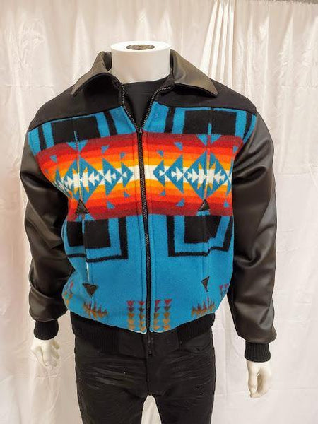 Bomber Jacket, Chief Joseph Turquoise with Napa Leather Sleeves and Co ...