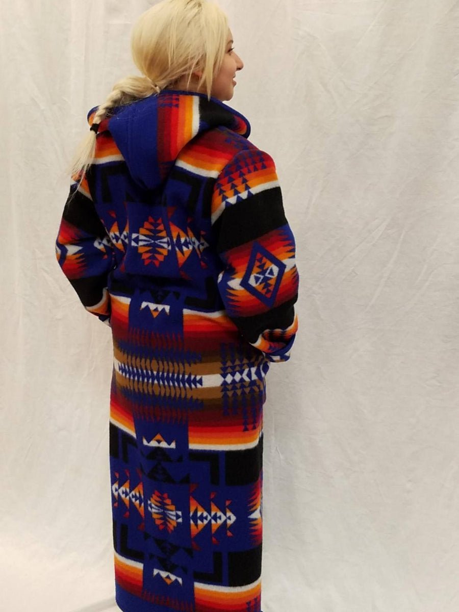 Kraffs Reversible Long Wool Coat, Chief Joseph, Sapphire – Kraffs Clothing