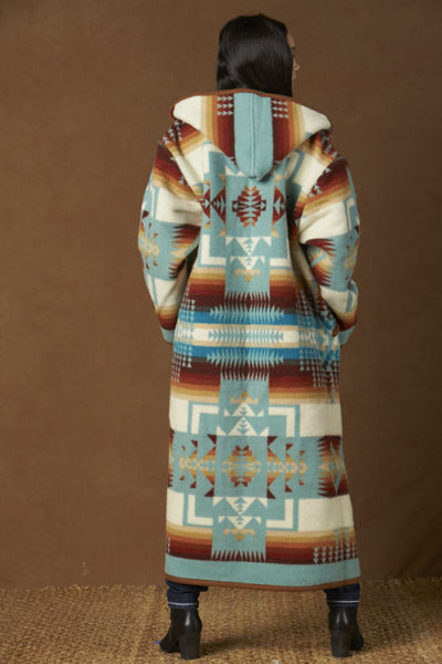 Reversible Long Coat, Aqua Chief Joseph – Kraffs Clothing