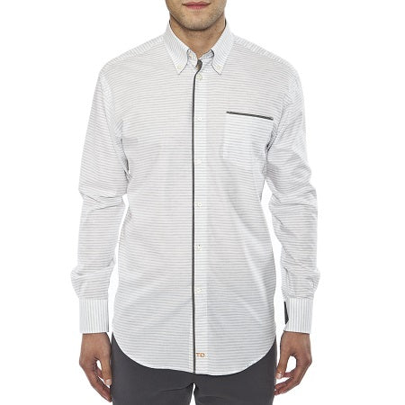TD Charcoal Horizontal Stripe Sport Shirt with Pocket - Untucked