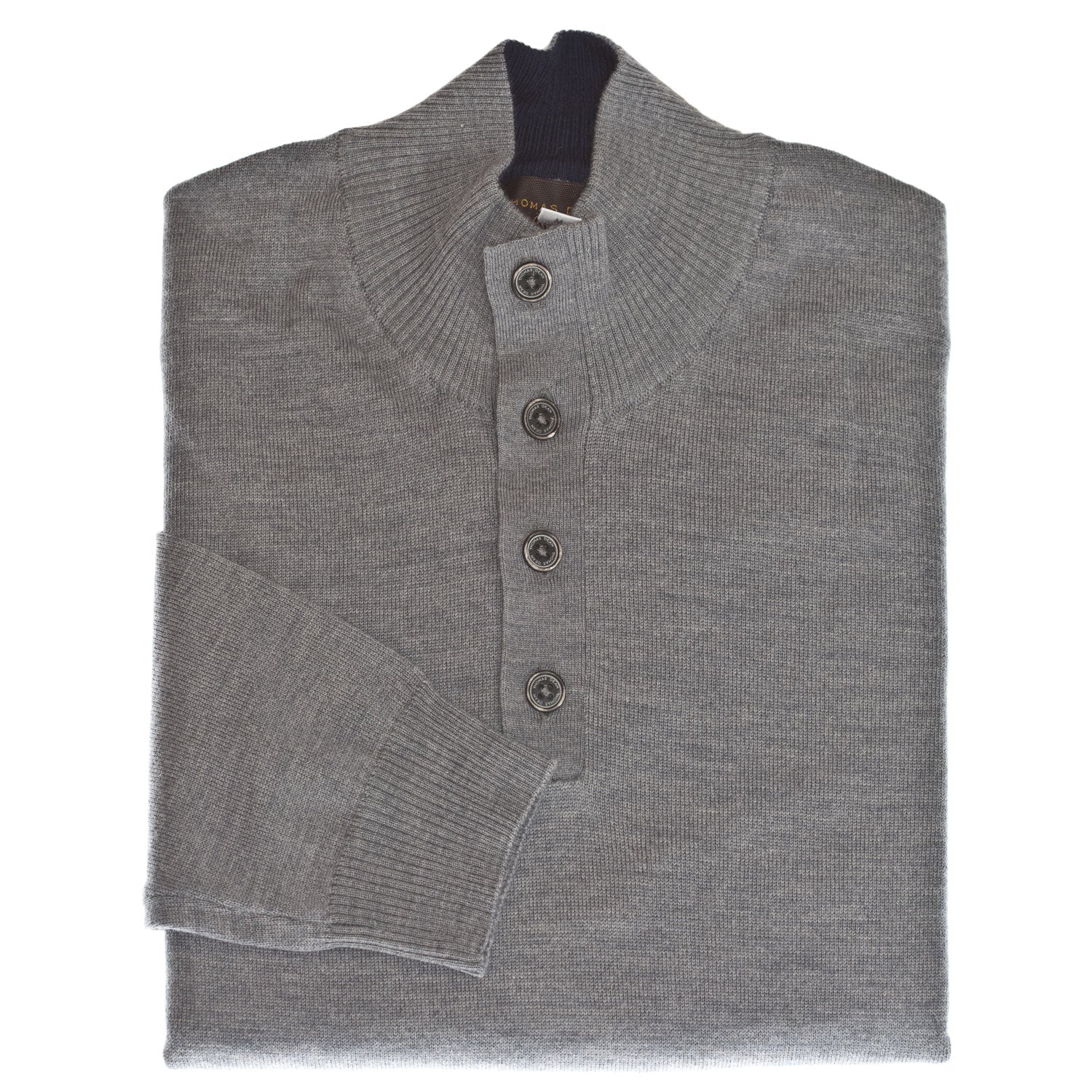 Medium Grey 1/4 Button Merino Wool Sweater – Thomas Dean & Co