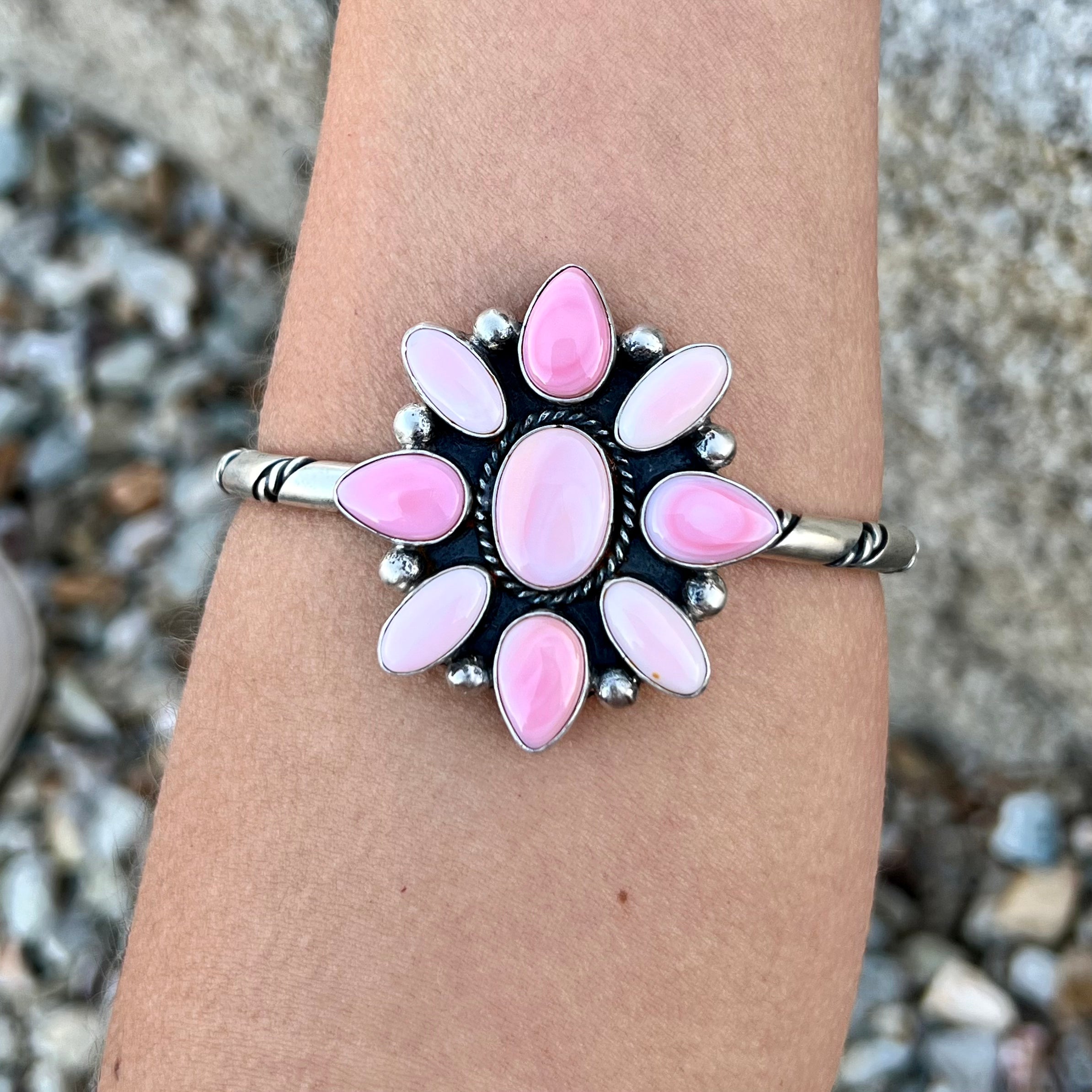 Pink Conch Cluster Cuff