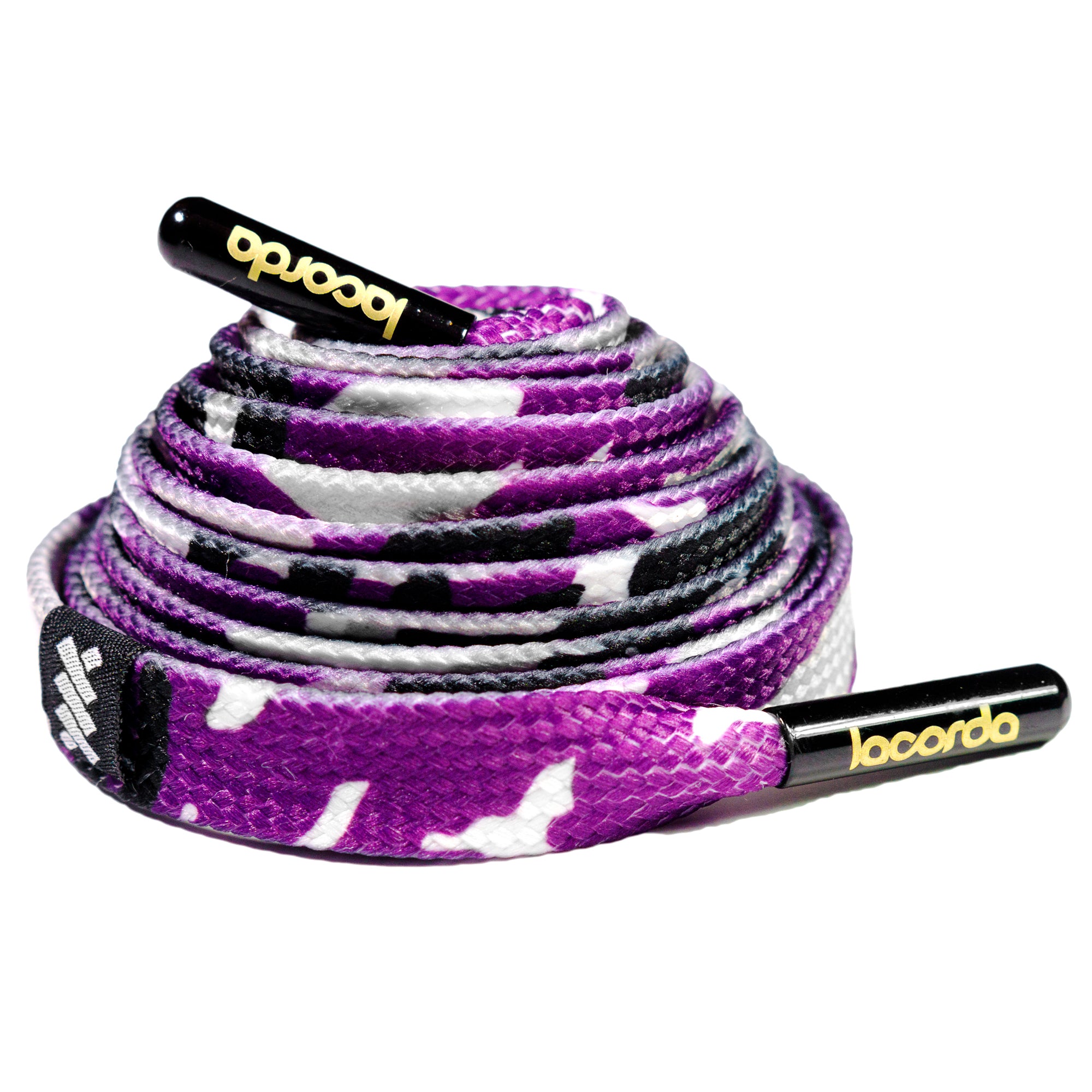 purple and black shoelaces