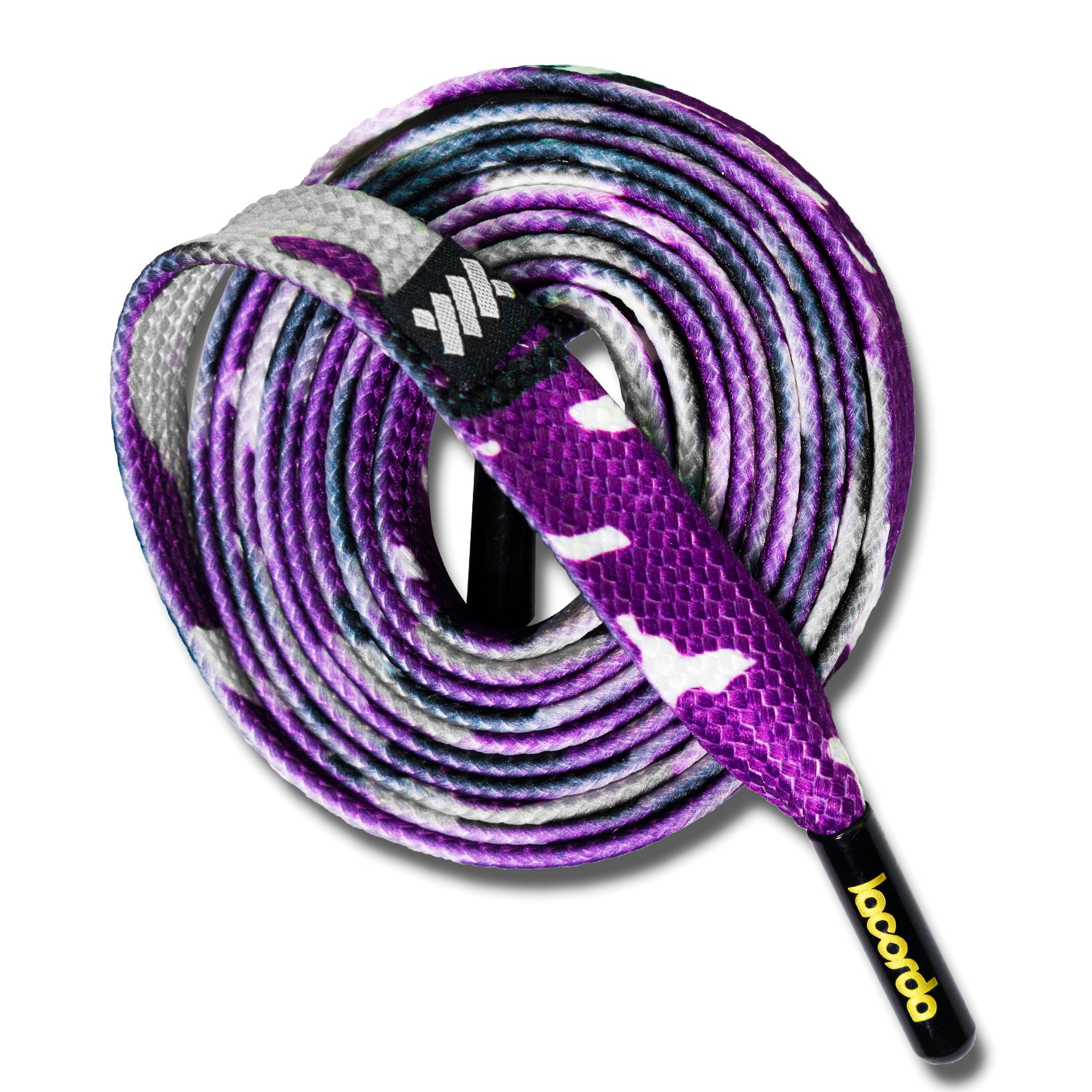 purple and black shoelaces