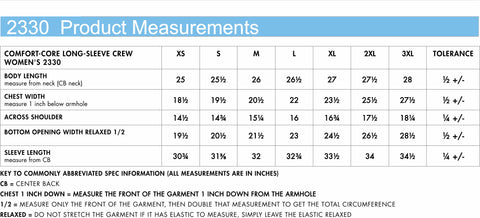 2330 size guide