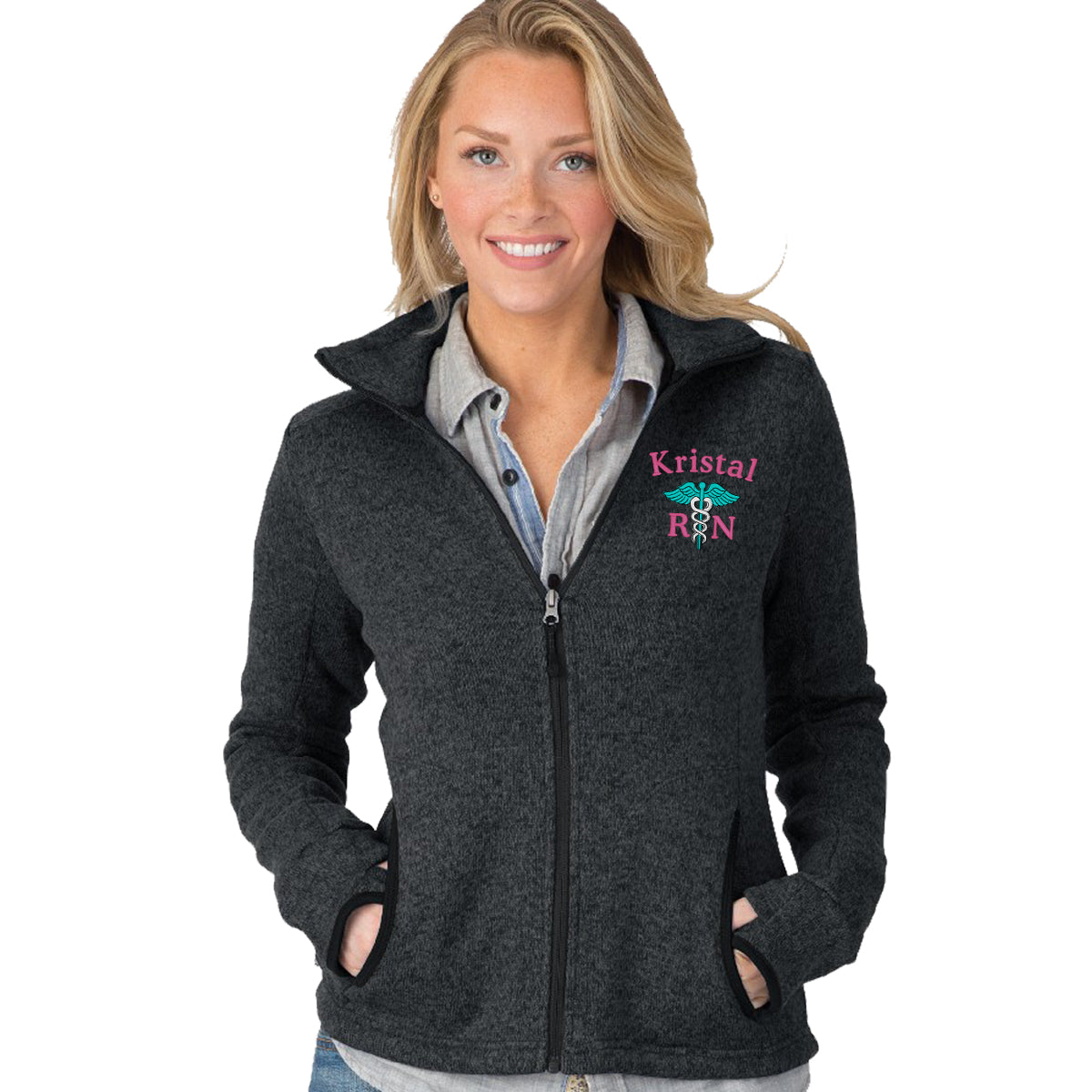 5493 | Charles River Women's Heathered Fleece Nurse Jacket | MacAttackGear