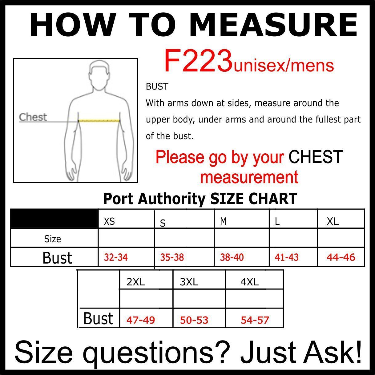 Port Authority Jacket Size Chart