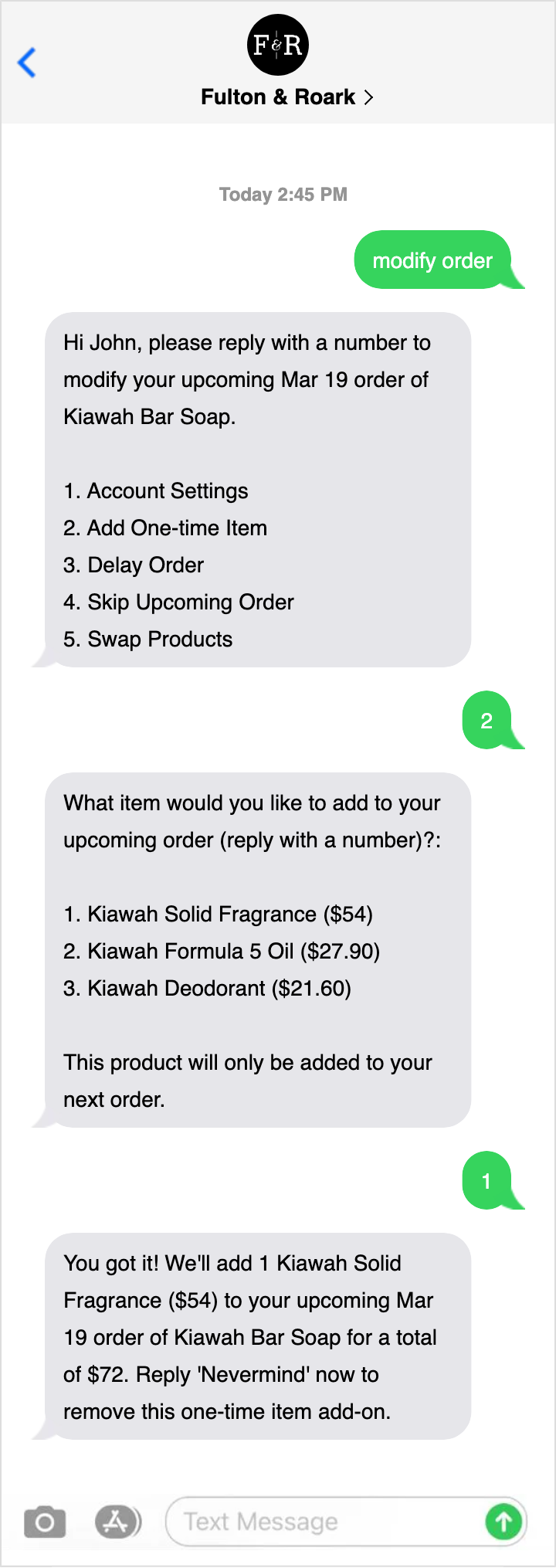 Text showing ability to add one-time items to subscription