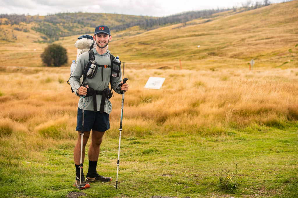 Dom walking the Australian Alpine Walking Track near Kiandra in Kosciuszko National Park
