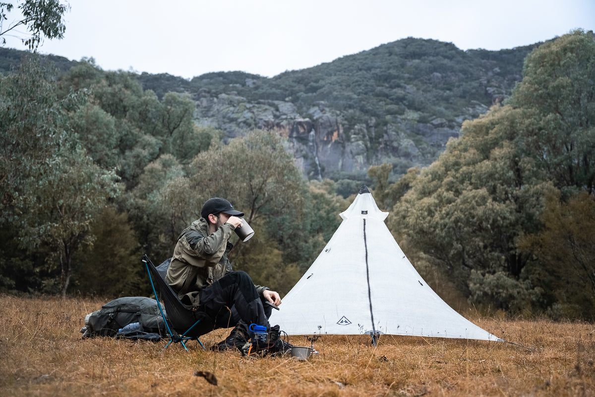 Dom camping at the Blowering Cliffs Walking Track in Kosciuszko National Park